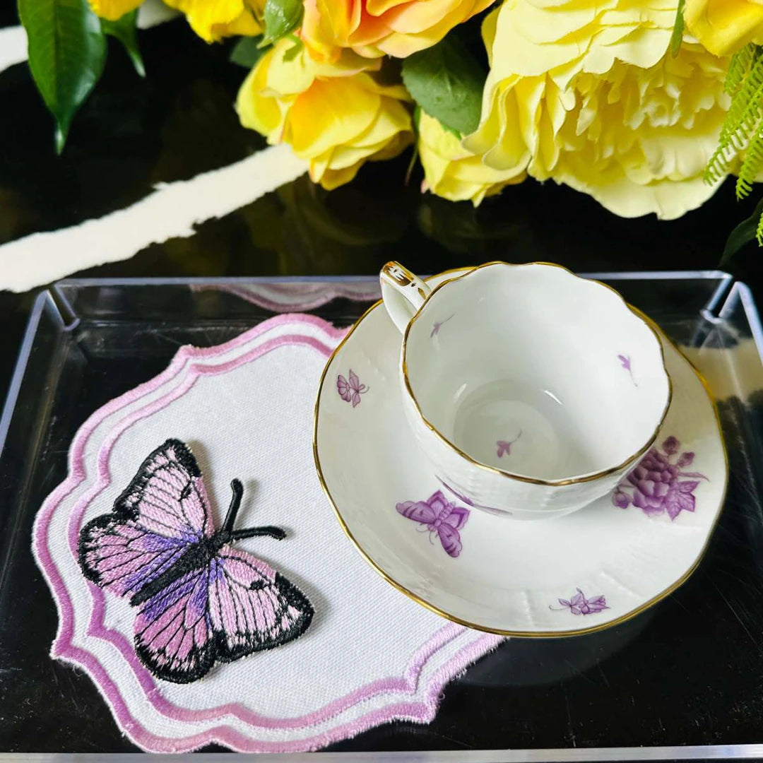 DOUBLE-ROW BUTTERFLY COCKTAIL NAPKINS PINK (SET OF 4)