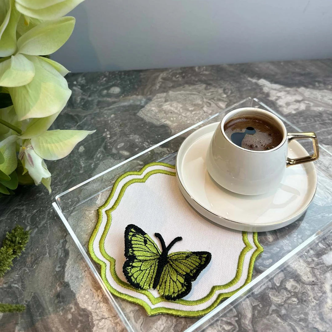 DOUBLE-ROW BUTTERFLY COCKTAIL NAPKINS GREEN (SET OF 4)