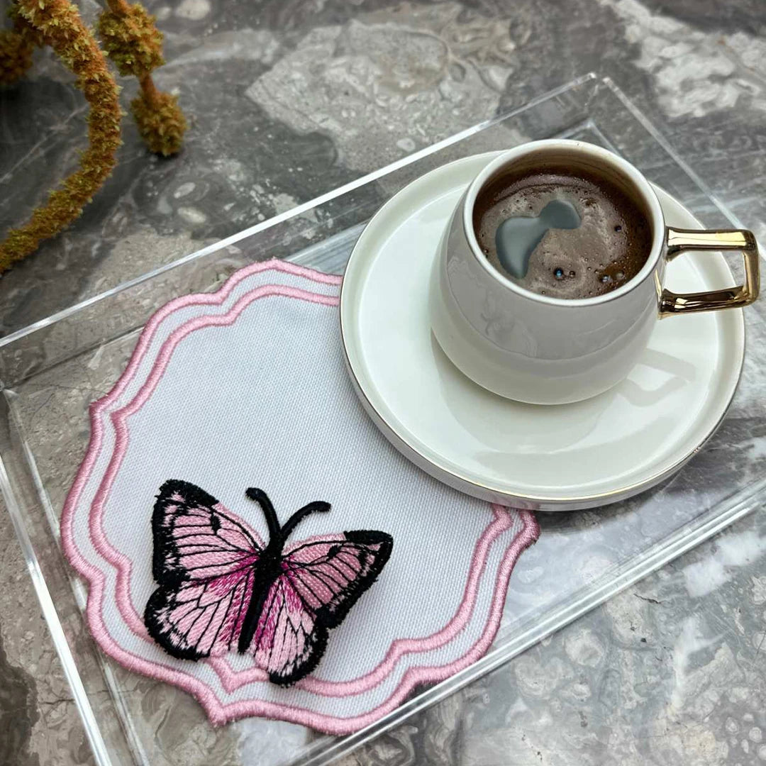 DOUBLE-ROW BUTTERFLY COCKTAIL NAPKINS LILAC (SET OF 4)