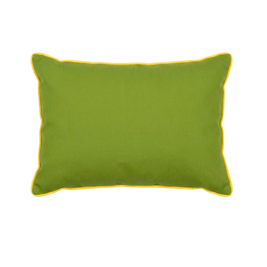 Green Cushion Cover with Yellow Piping