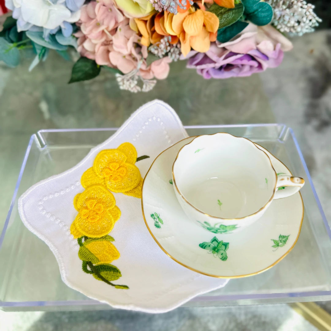 ORCHID COCKTAIL NAPKINS YELLOW (SET OF 4)