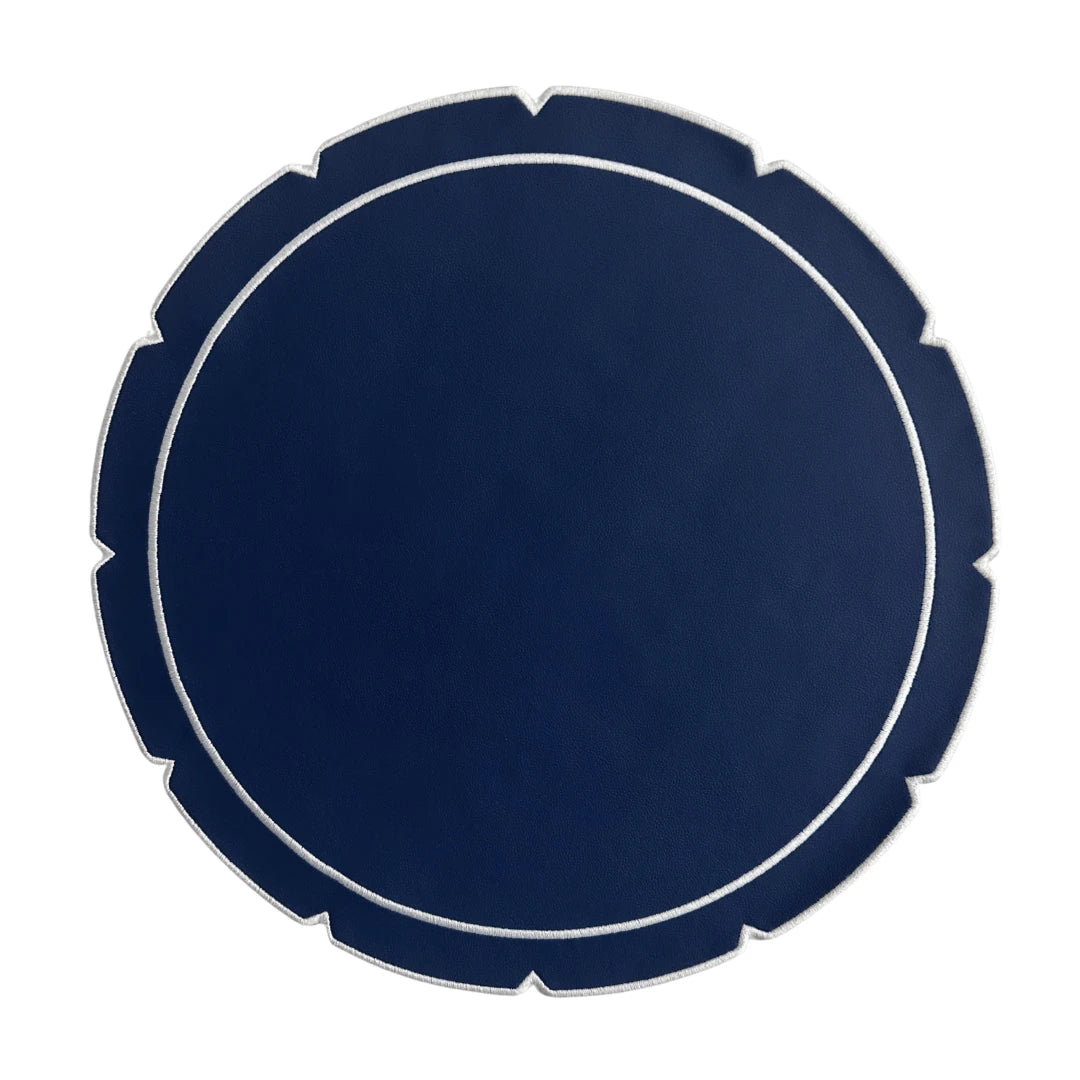 FAUX LEATHER JARDIN ROYAL PLACEMAT NAVY (SET OF 4)