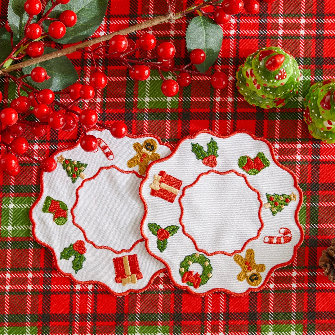 NEW YEAR ORNAMENT PRINT COCKTAIL NAPKINS (SET OF 4)