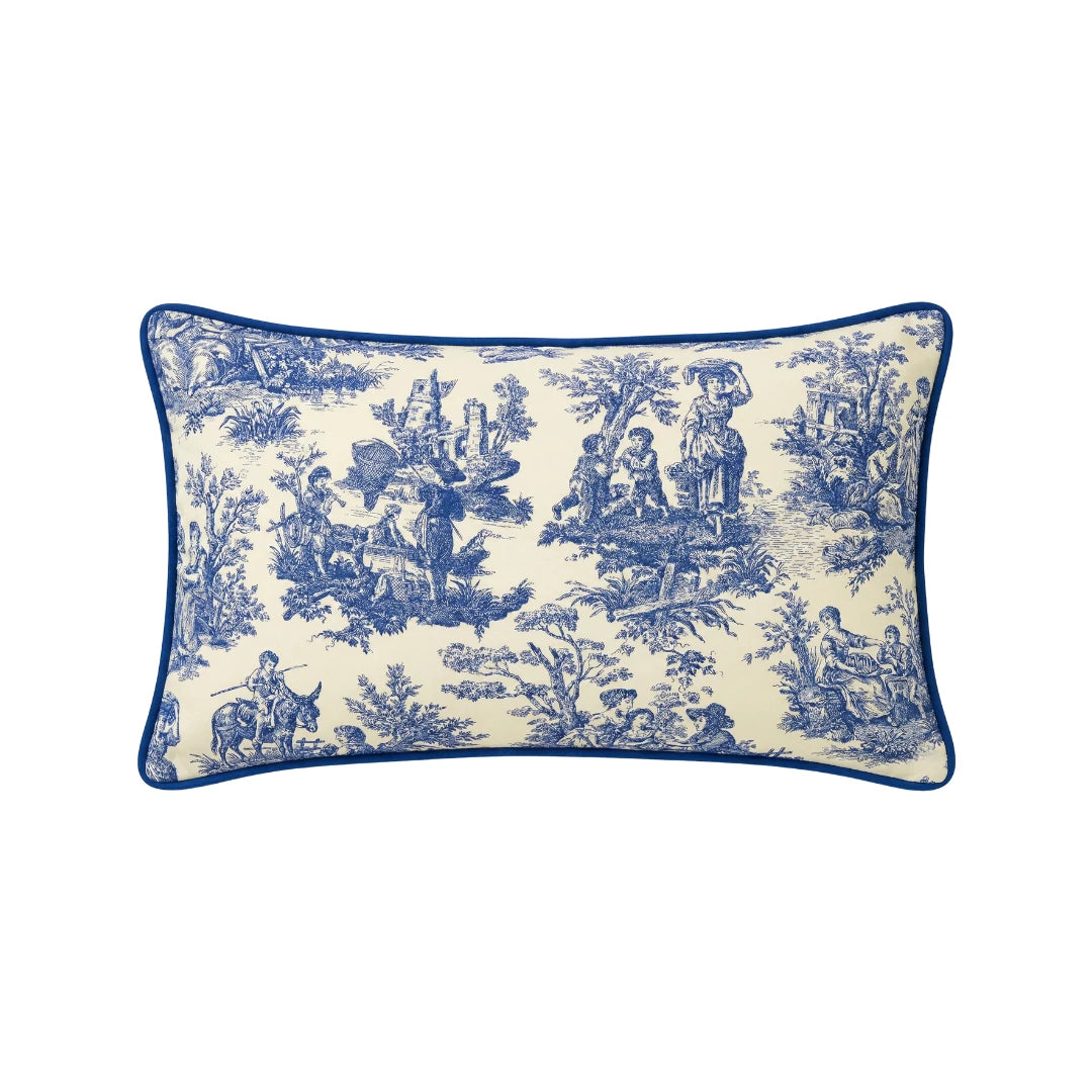 Toile de Jouy Cushion Cover, Blue