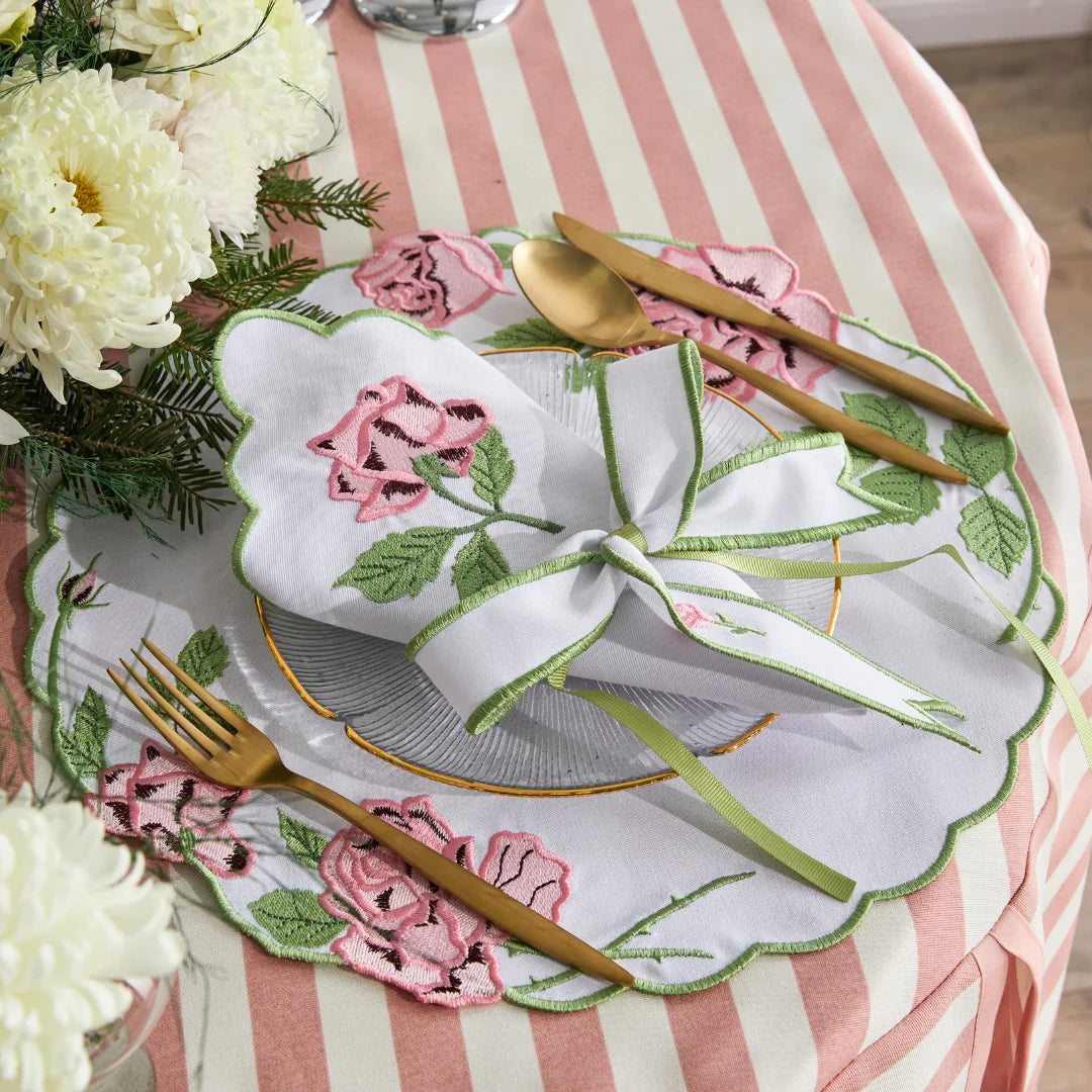 VINTAGE ROSE NAPKIN RING PINK (SET OF 4)