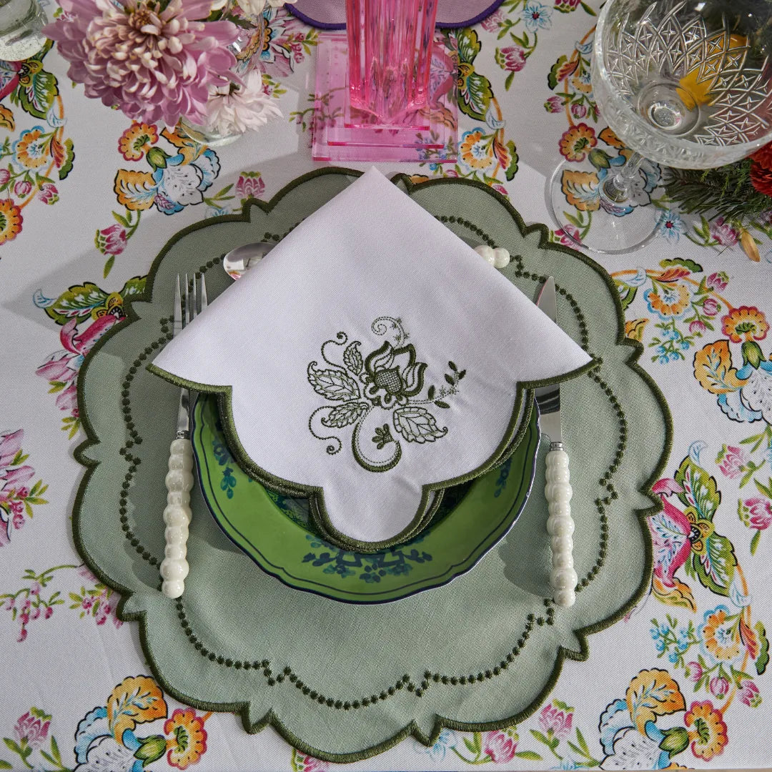 MIXED-COLOR BLOOM NAPKINS GREEN (SET OF 4)