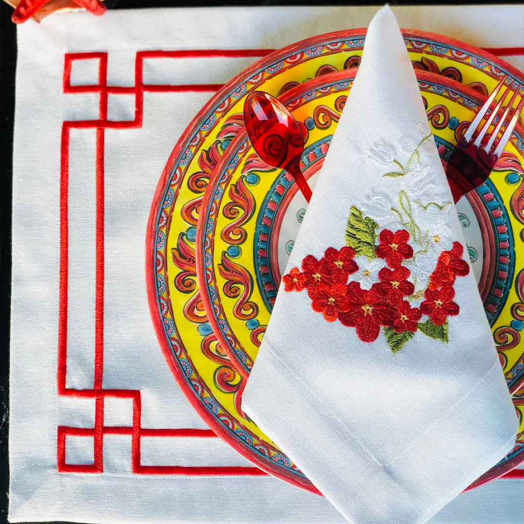 GREEK KEY PLACEMATS RED (SET OF 4)