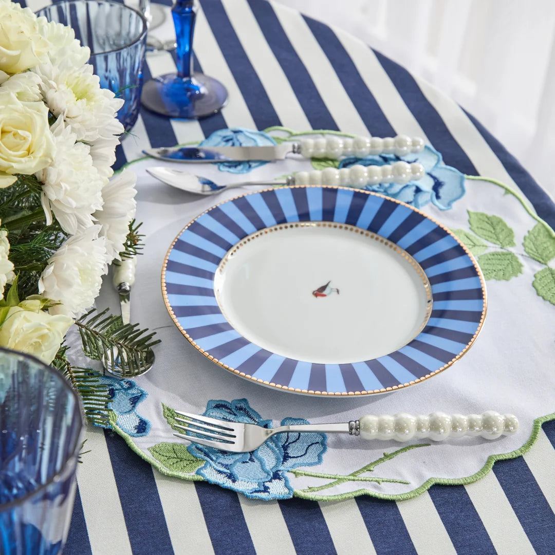 STRIPED NAPKIN RING NAVY (SET OF 4)