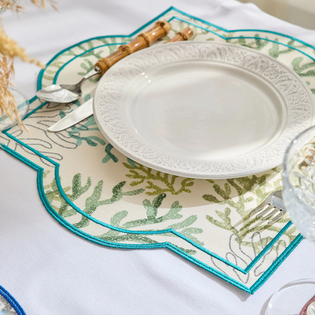 CORAL PLACEMATS GREEN (SET OF 4)