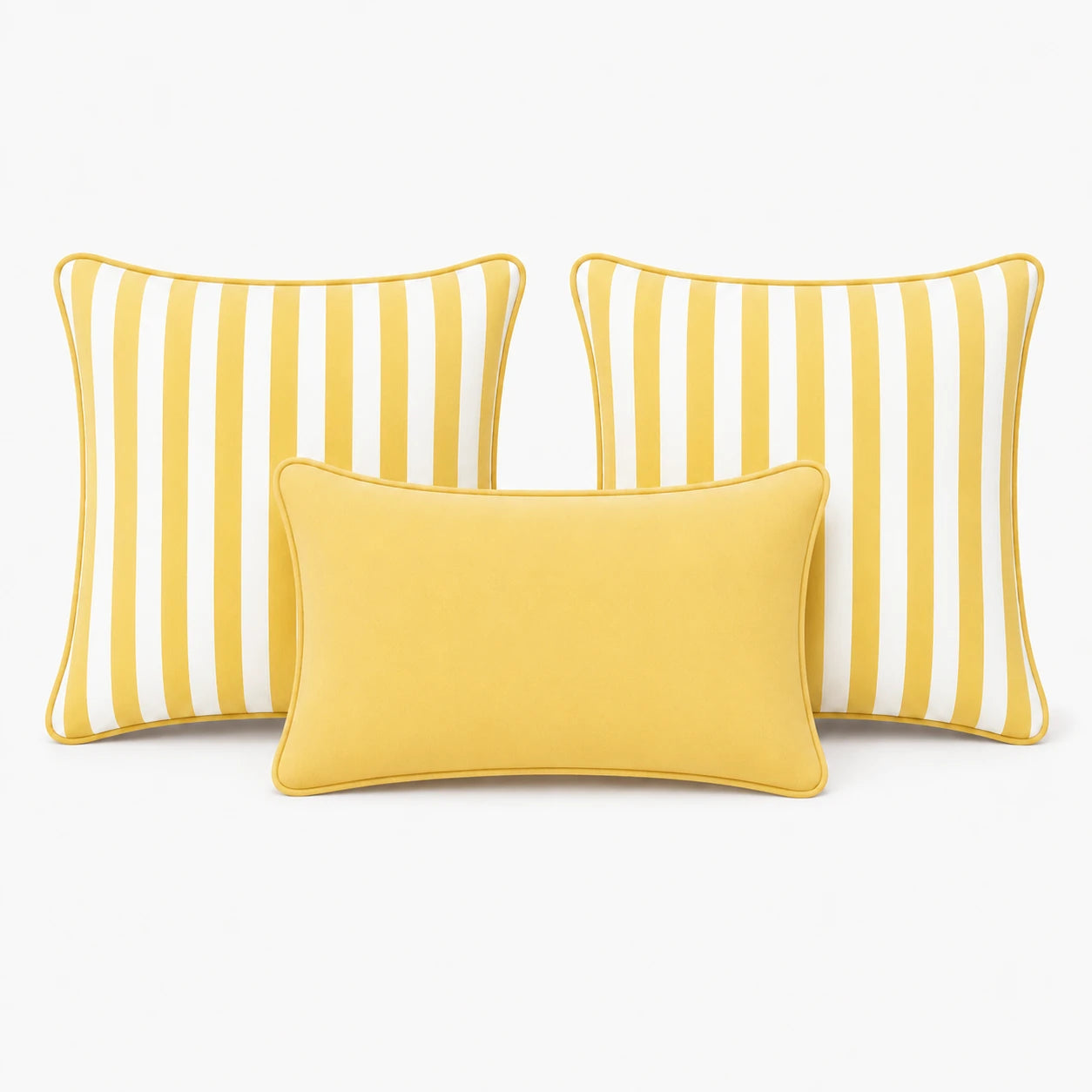 YELLOW STRIPED CUSHION COVER SET