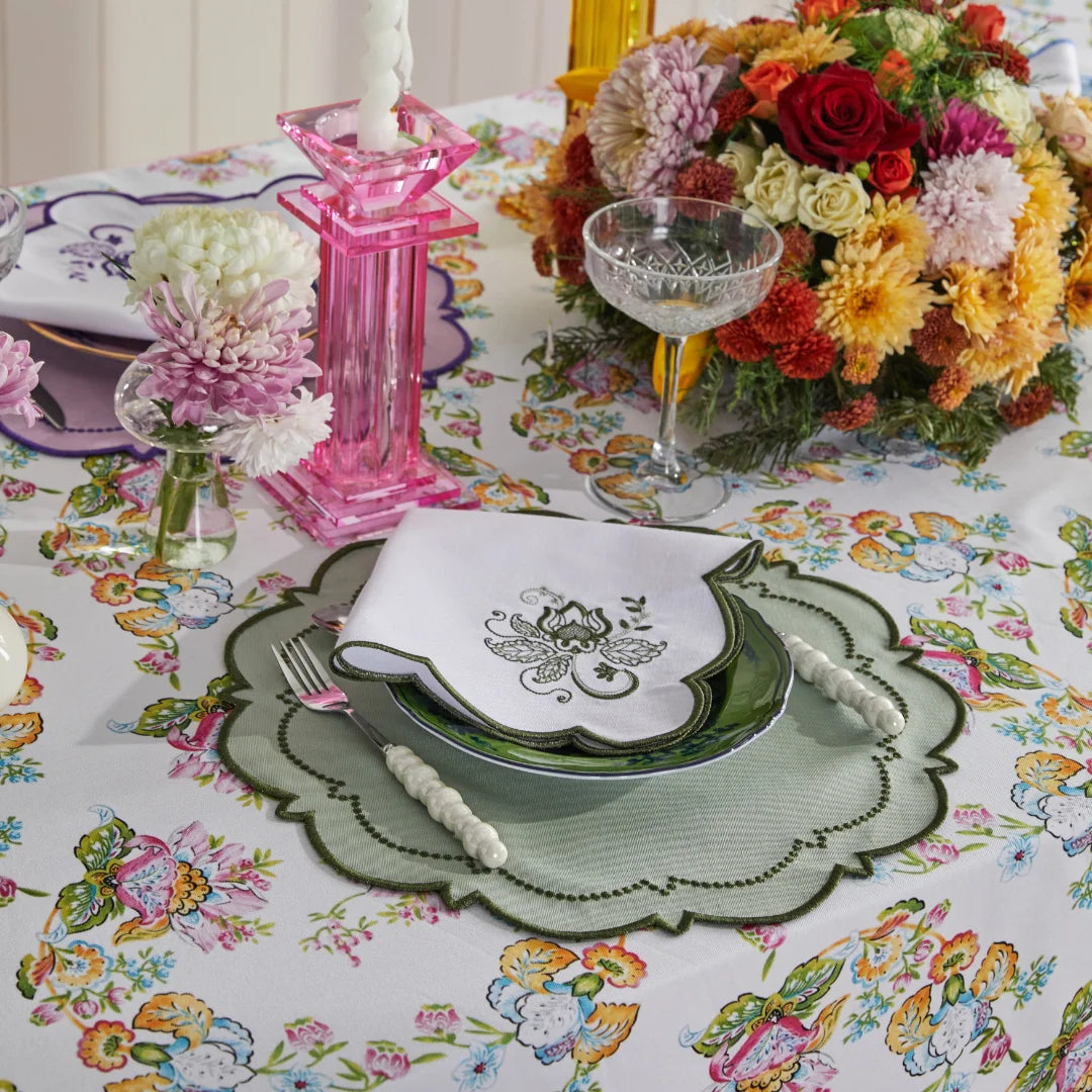 MIXED-COLOR BLOOM NAPKINS GREEN (SET OF 4)