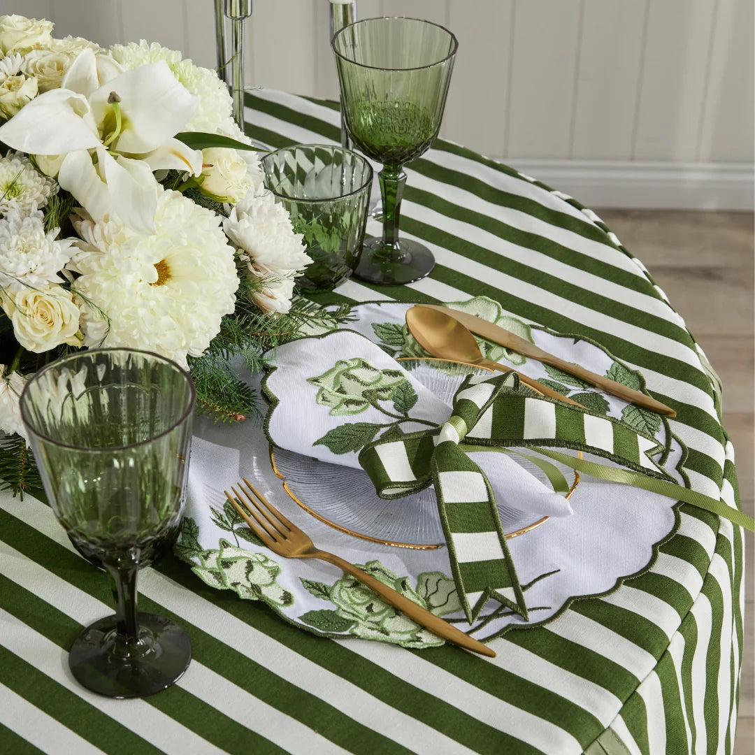 STRIPED NAPKIN RING GREEN (SET OF 4)