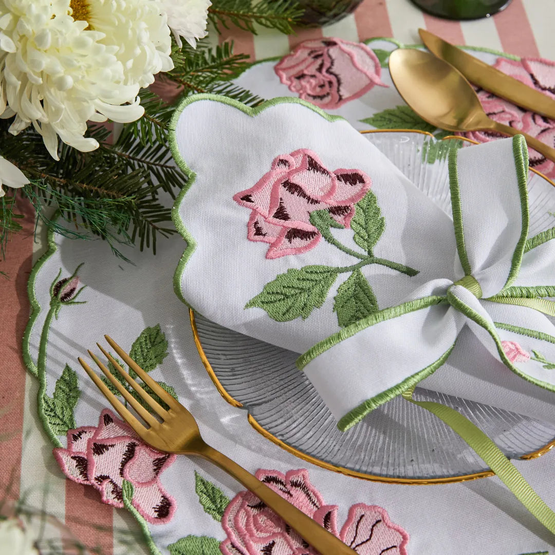 VINTAGE ROSE NAPKIN RING PINK (SET OF 4)