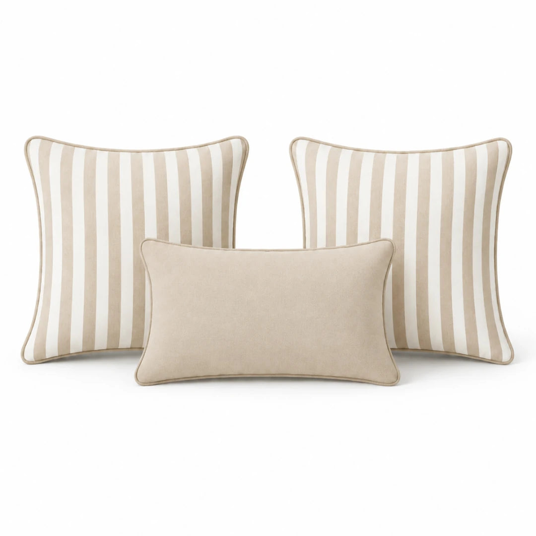 Beige Striped Cushion Cover Set