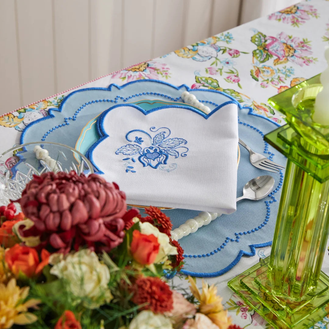 MIXED-COLOR BLOOM NAPKINS LIGHT BLUE (SET OF 4)