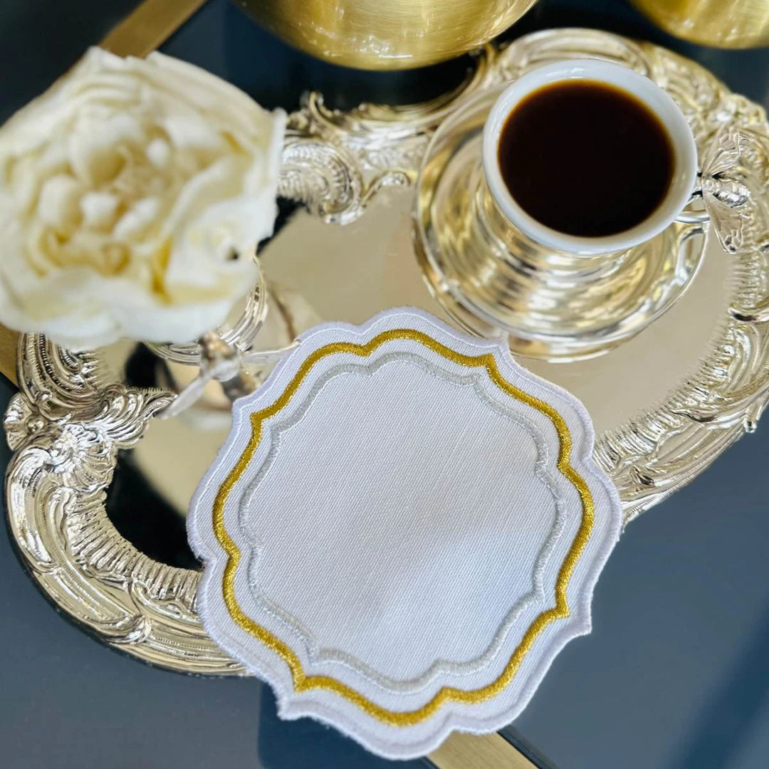 TRIPLE ROW COCKTAIL NAPKINS GOLD SILVER (SET OF 4)