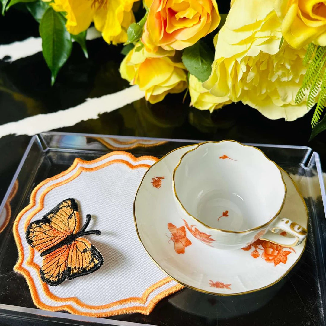 DOUBLE-ROW BUTTERFLY COCKTAIL NAPKINS ORANGE (SET OF 4)