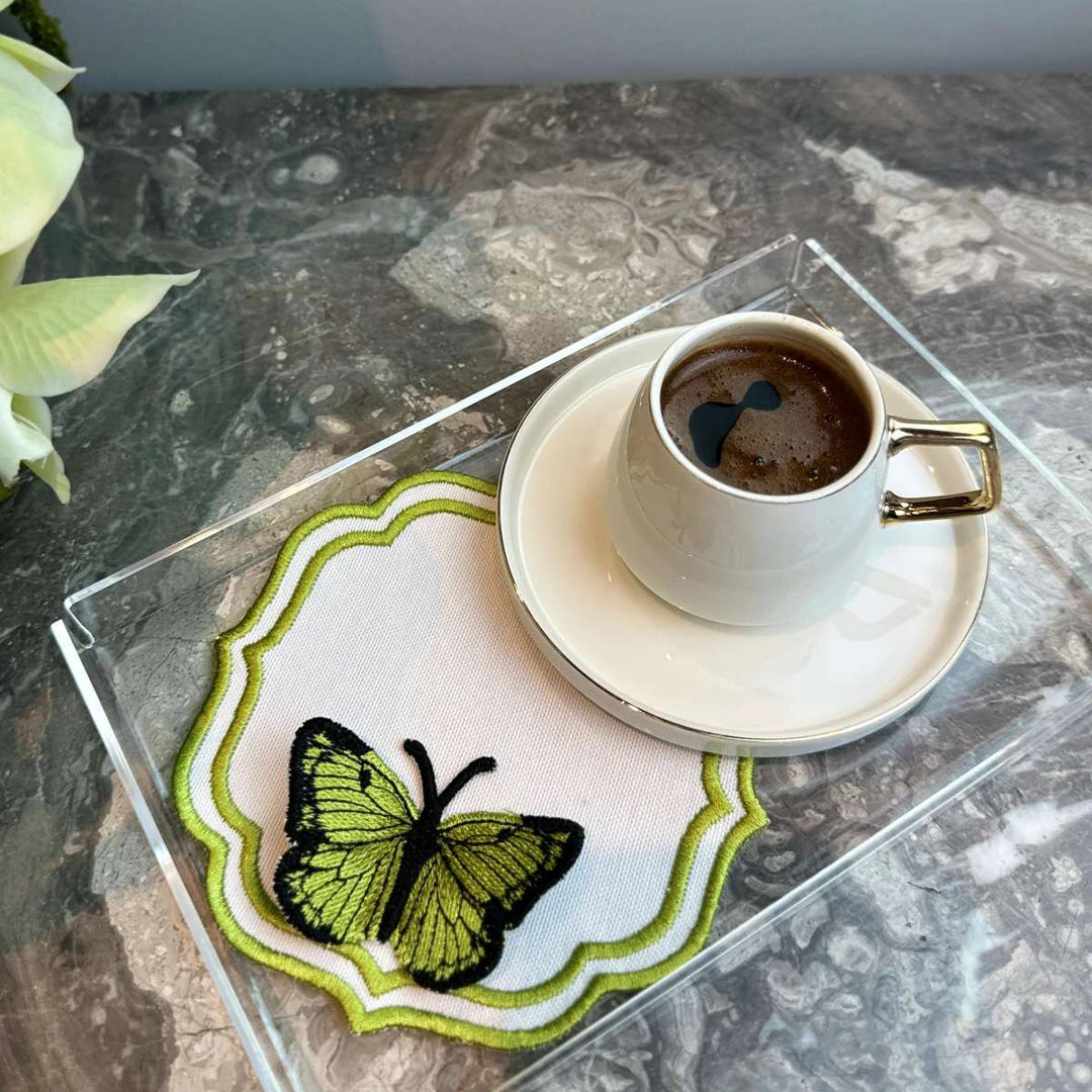 DOUBLE-ROW BUTTERFLY COCKTAIL NAPKINS GREEN (SET OF 4)