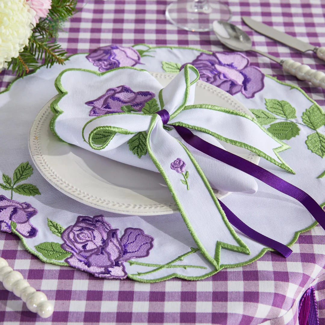 VINTAGE ROSE NAPKIN RING LILAC (SET OF 4)