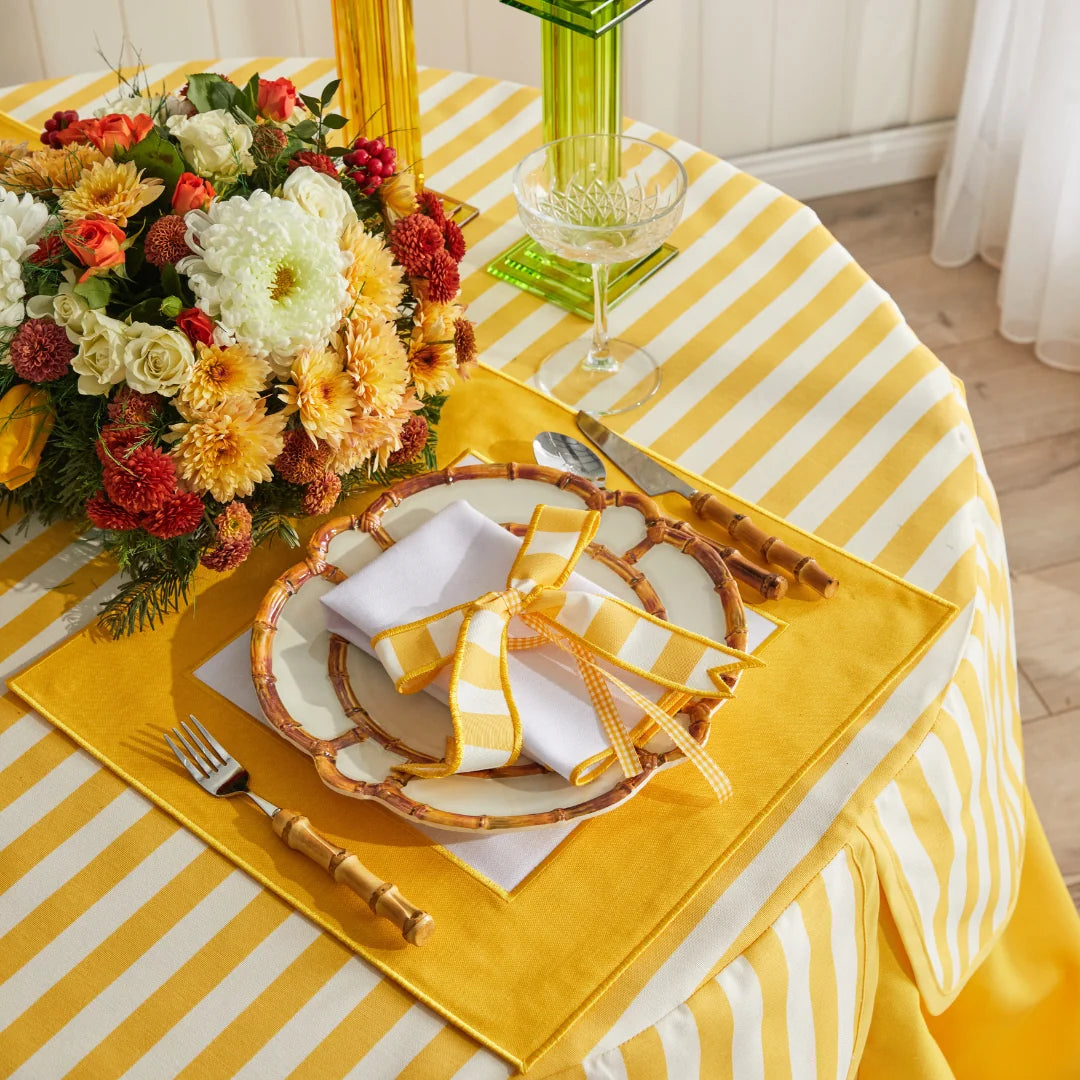 STRIPED NAPKIN RING YELLOW (SET OF 4)