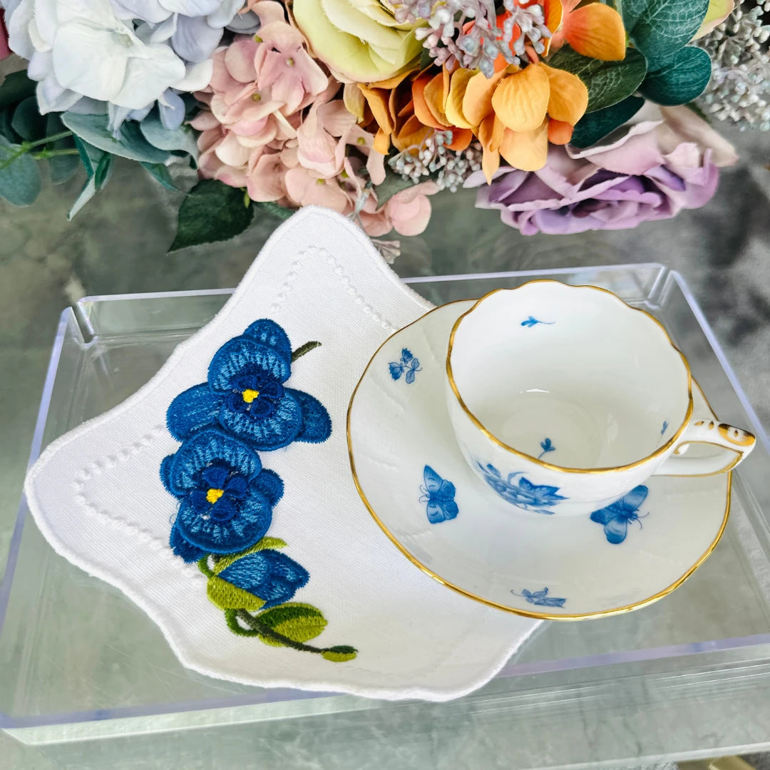 ORCHID COCKTAIL NAPKINS NAVY (SET OF 4)