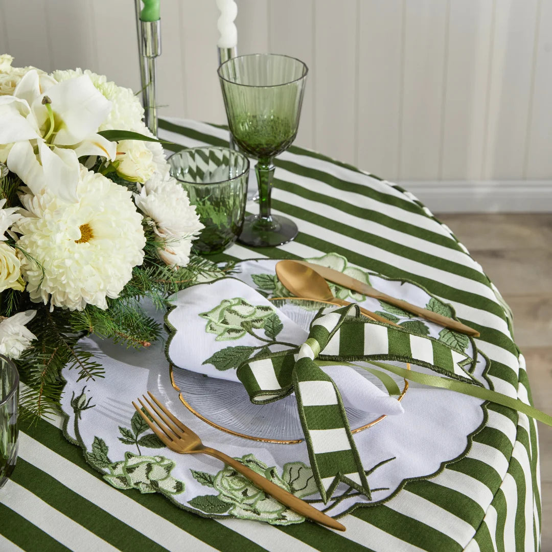 STRIPED NAPKIN RING GREEN (SET OF 4)