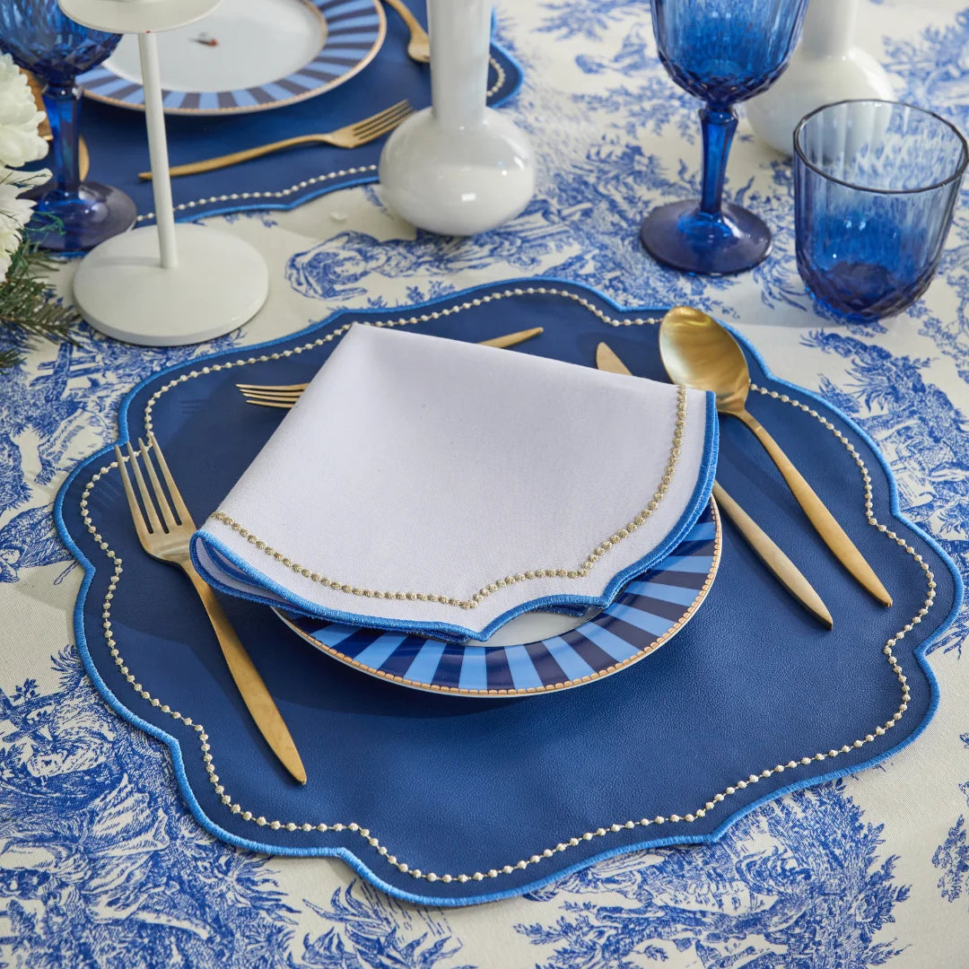 FAUX LEATHER ROYAL PLACEMAT NAVY (SET OF 4)