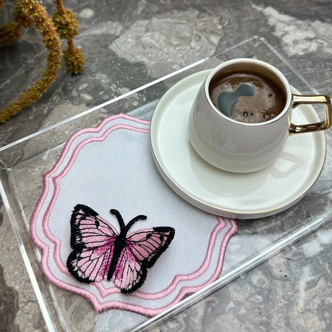 DOUBLE-ROW BUTTERFLY COCKTAIL NAPKINS LILAC (SET OF 4)