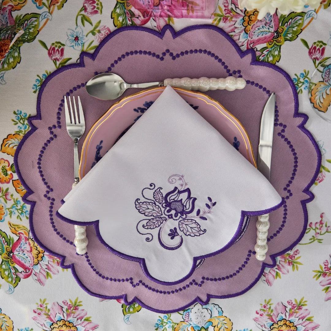 MIXED-COLOR BLOOM NAPKINS LILAC (SET OF 4)