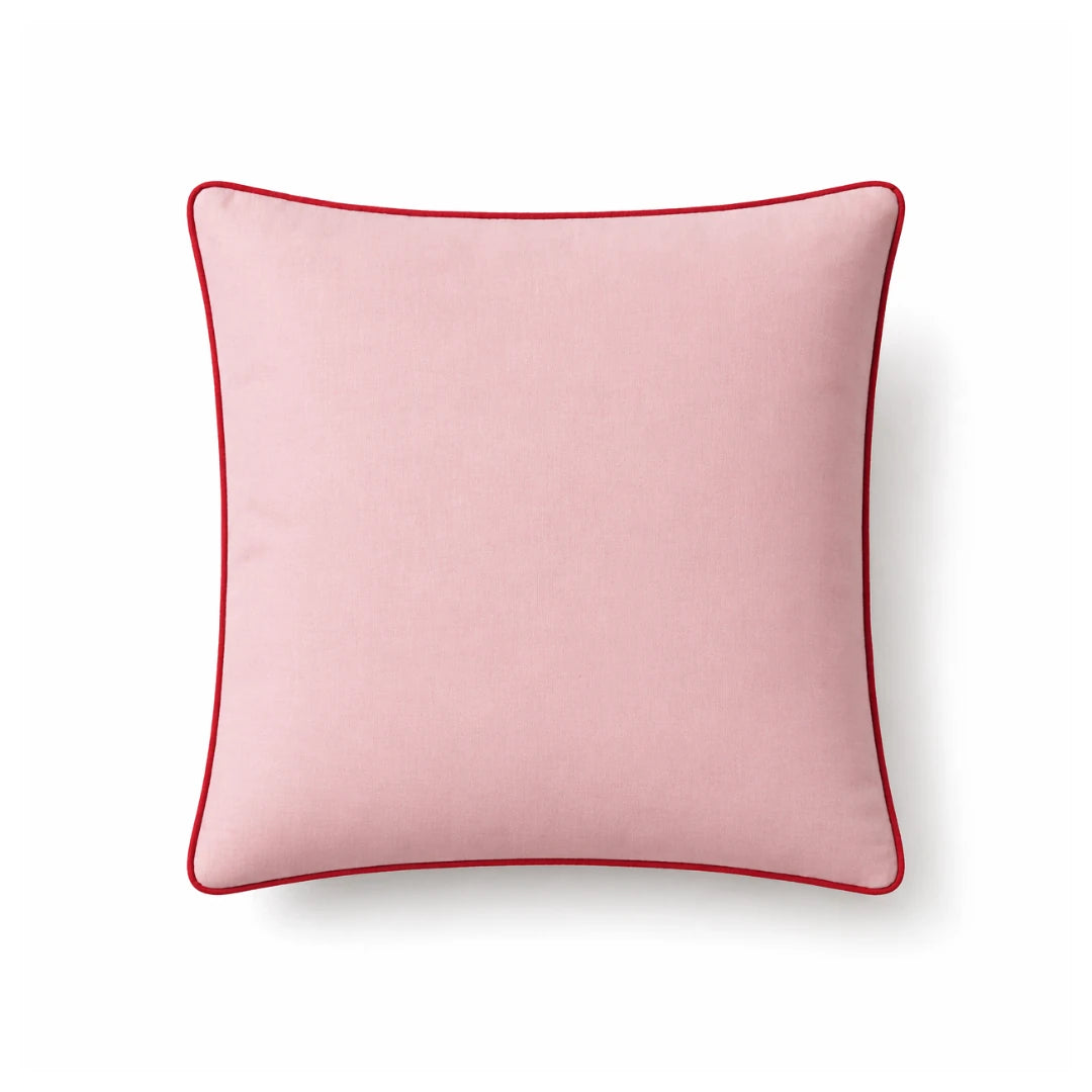 Pink Cushion Cover with Red Piping
