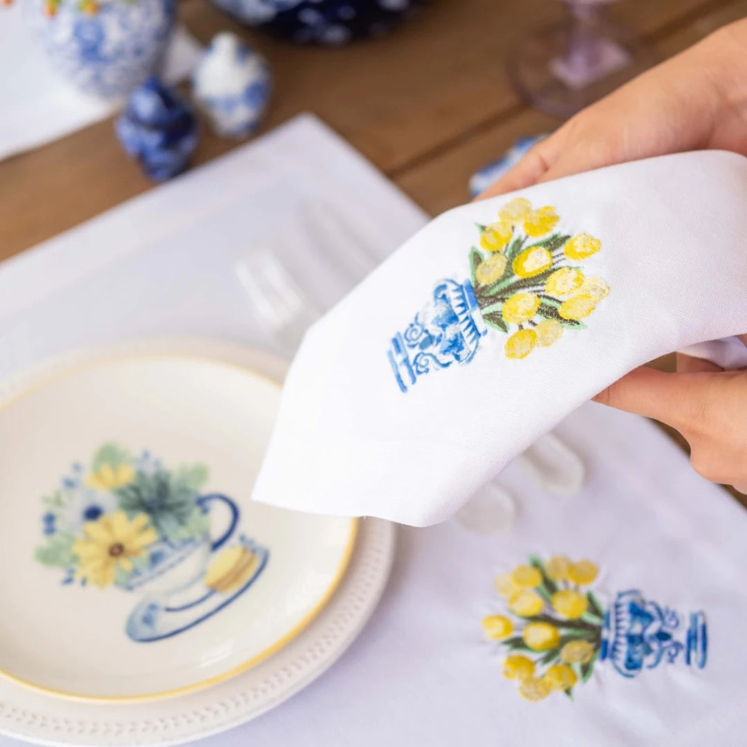 TULIP DINNER NAPKIN YELLOW (SET OF 4)