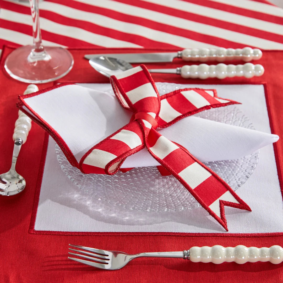STRIPED NAPKIN RING RED (SET OF 4)