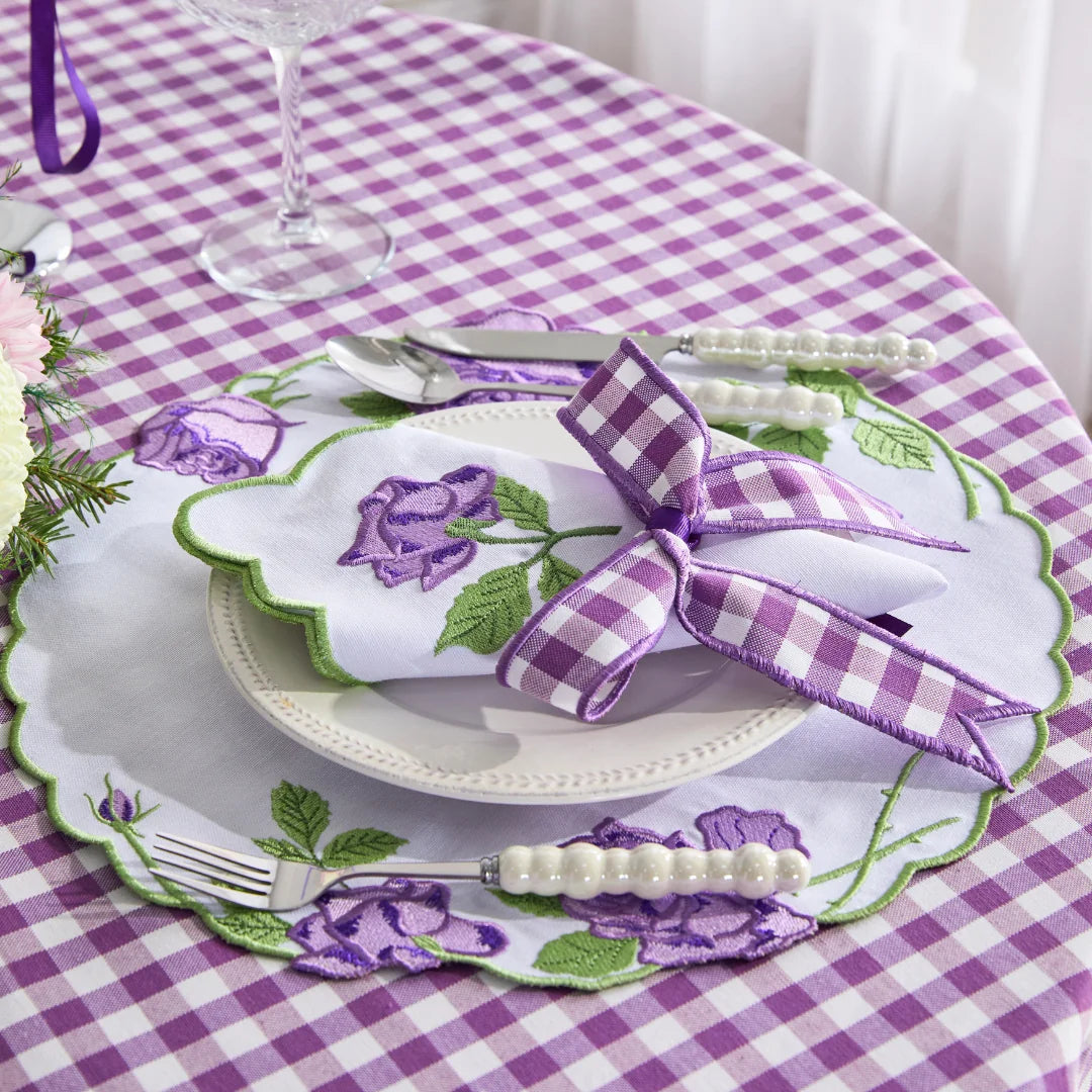 STRIPED NAPKIN RING PURPLE (SET OF 4)