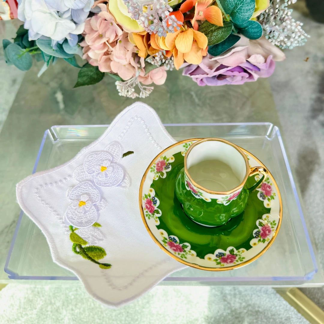 ORCHID COCKTAIL NAPKINS WHITE (SET OF 4)