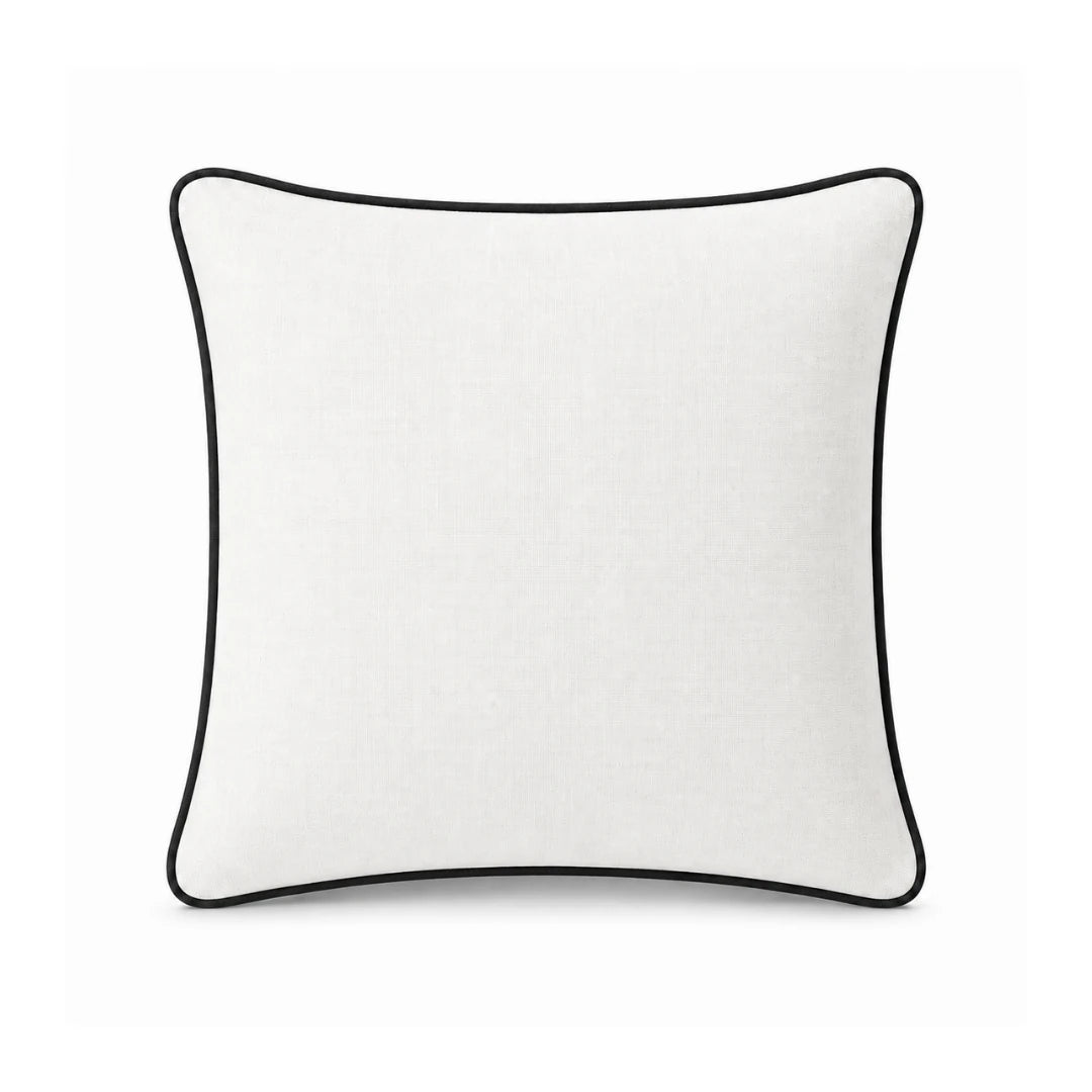 White Cushion Cover with Black Piping