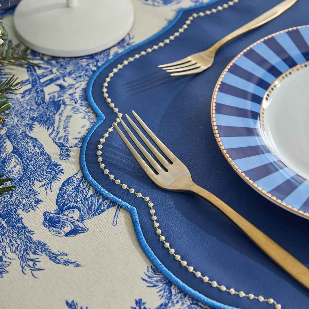 FAUX LEATHER ROYAL PLACEMAT NAVY (SET OF 4)