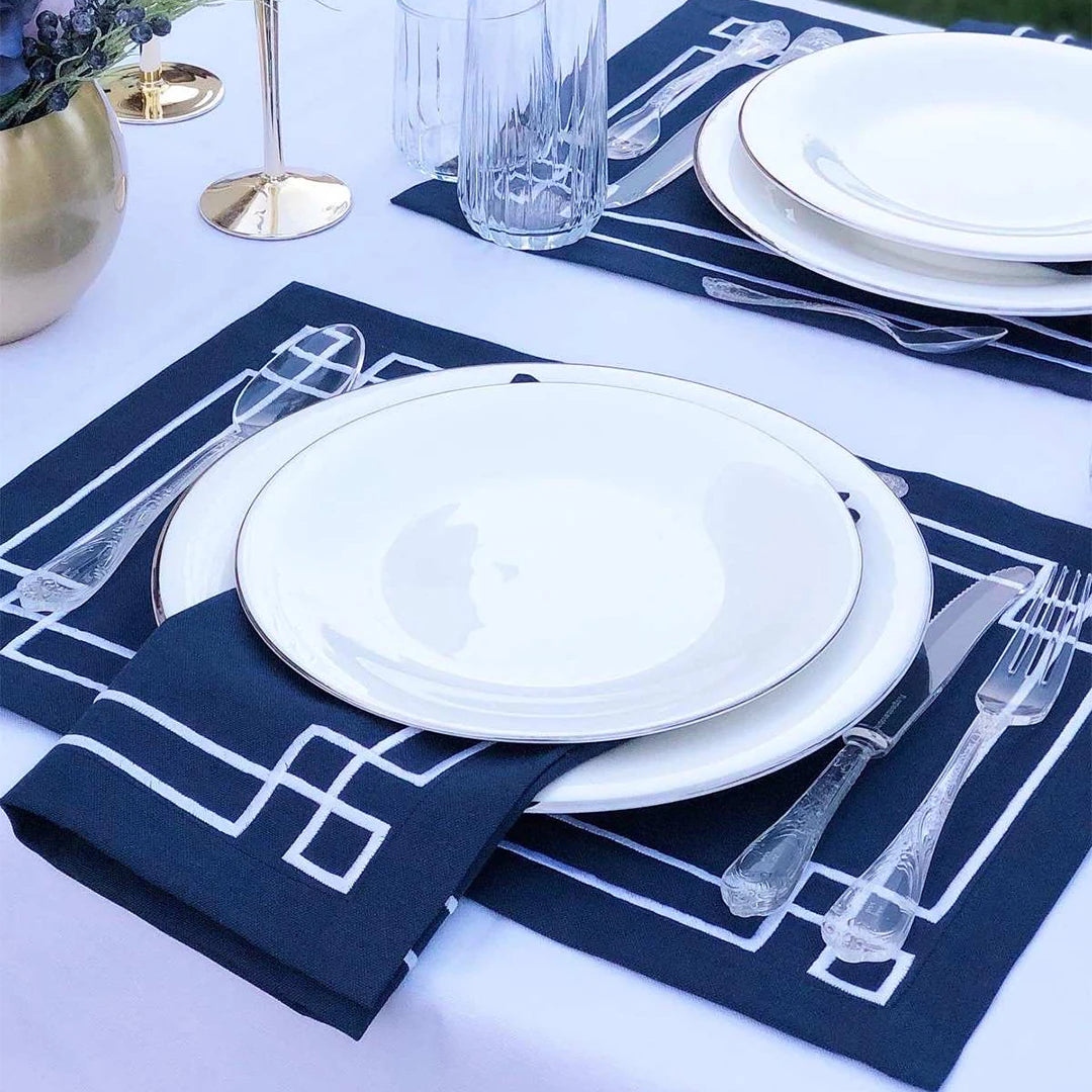 GREEK KEY PLACEMATS BLUE (SET OF 4)
