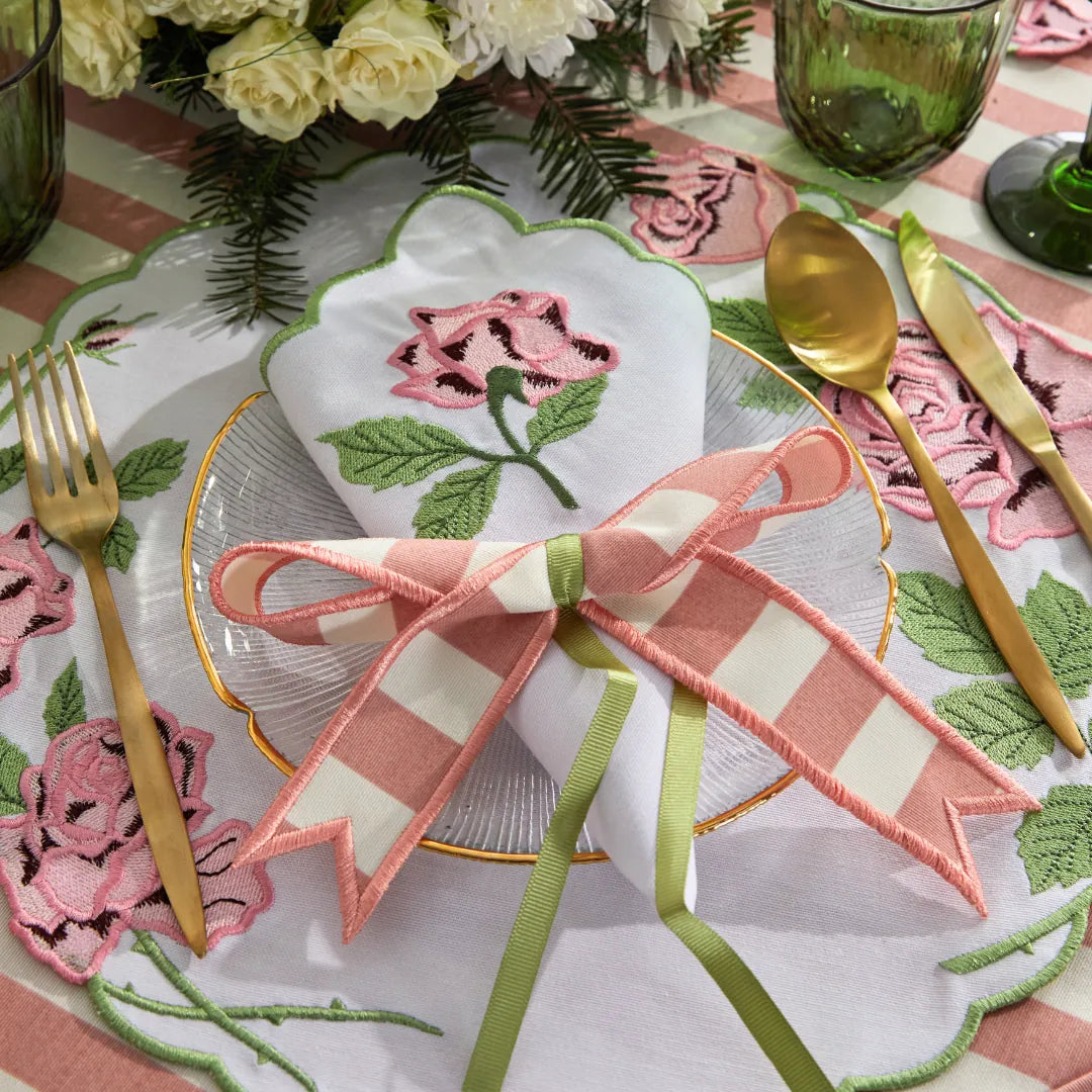 STRIPED NAPKIN RING PINK (SET OF 4)