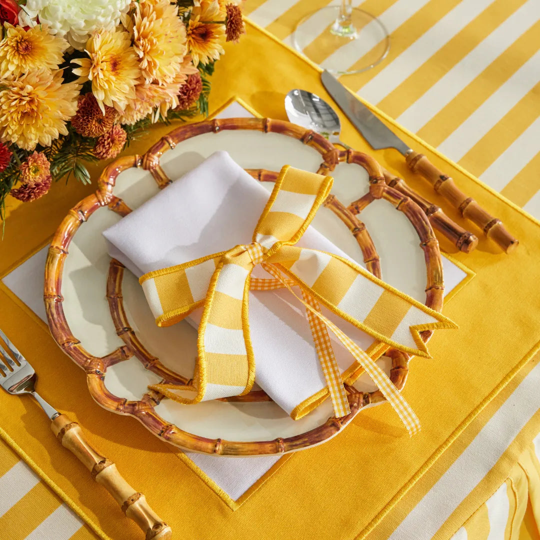 STRIPED NAPKIN RING YELLOW (SET OF 4)