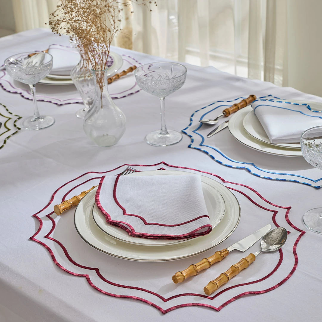 MARBLED NAPKINS BURGUNDY (SET OF 4)
