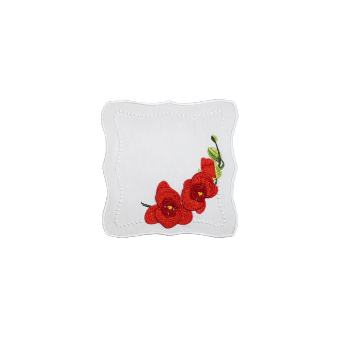 ORCHID COCKTAIL NAPKINS RED (SET OF 4)