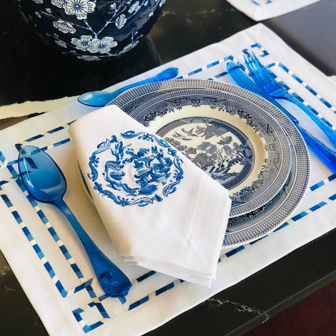 GREEK KEY PLACEMATS WHITE (SET OF 4)