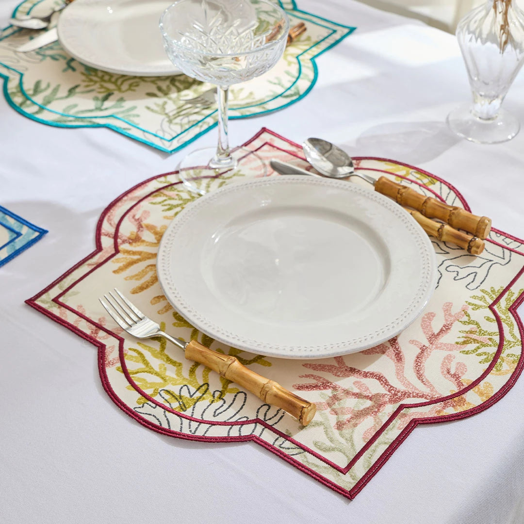 CORAL PLACEMATS BURGUNDY (SET OF 4)