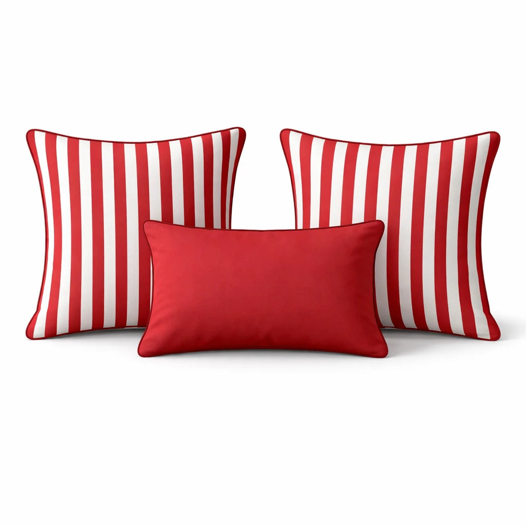 Red Striped Cushion Cover Set