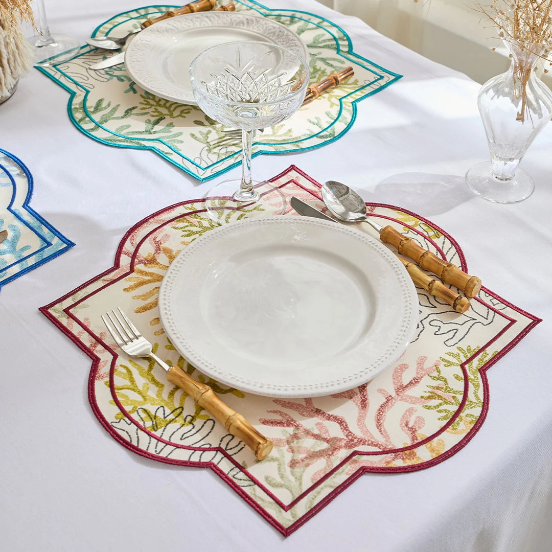 CORAL PLACEMATS BURGUNDY (SET OF 4)