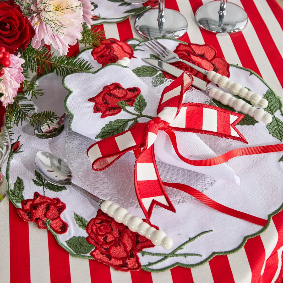 STRIPED NAPKIN RING RED (SET OF 4)