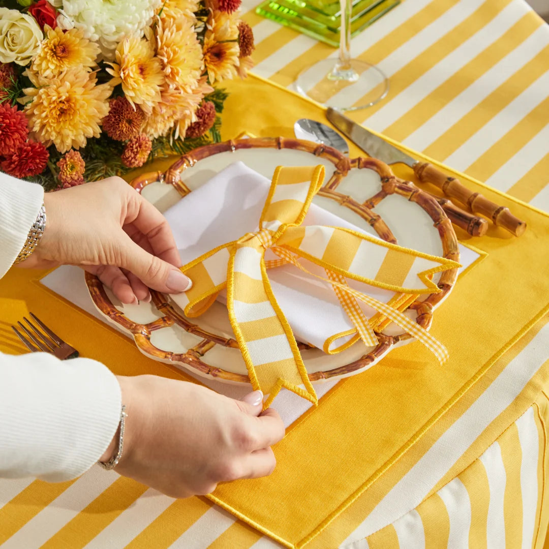 STRIPED NAPKIN RING YELLOW (SET OF 4)