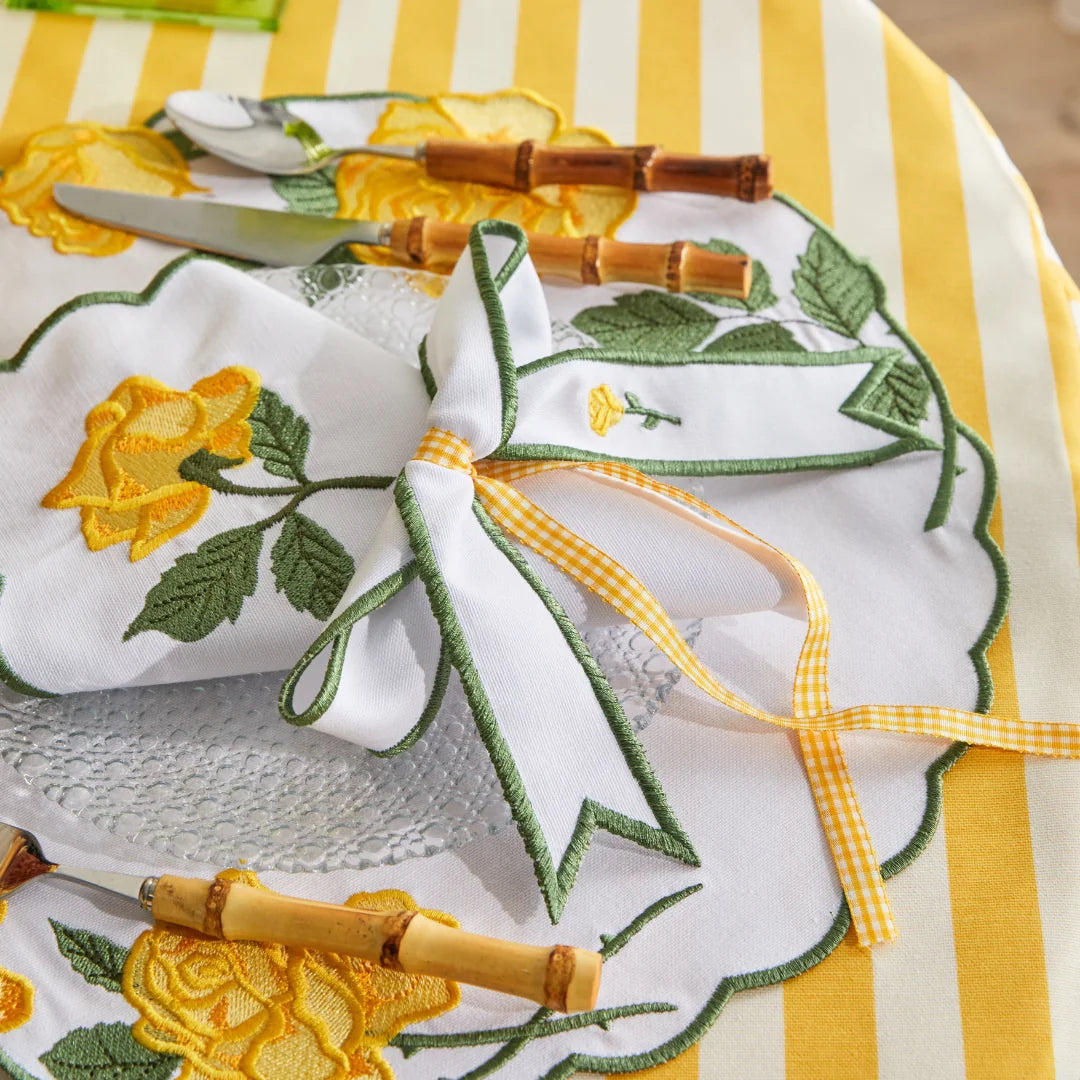 VINTAGE ROSE NAPKIN RING YELLOW (SET OF 4)