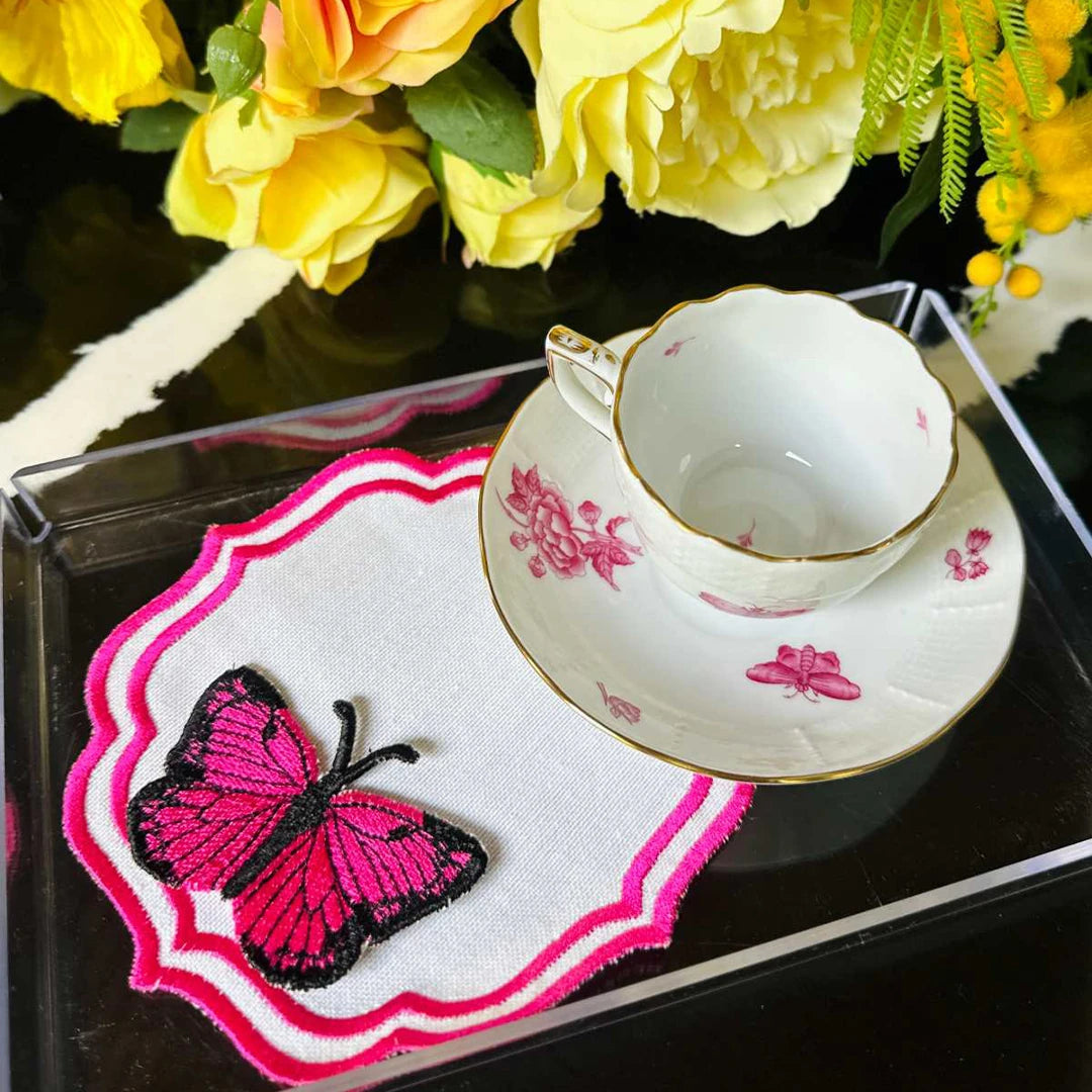 DOUBLE-ROW BUTTERFLY COCKTAIL NAPKINS FUCHSIA (SET OF 4)