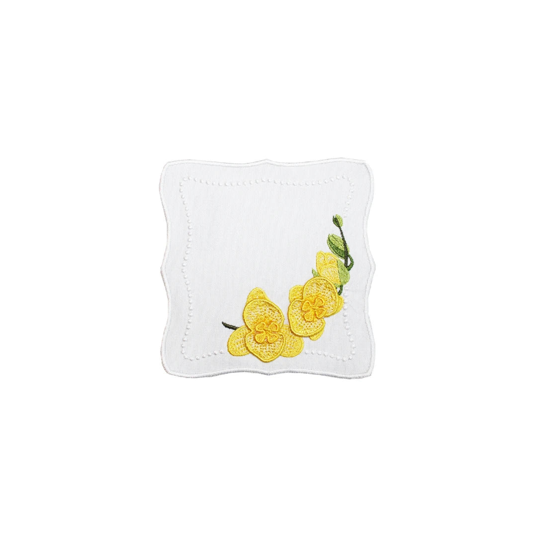 ORCHID COCKTAIL NAPKINS YELLOW (SET OF 4)